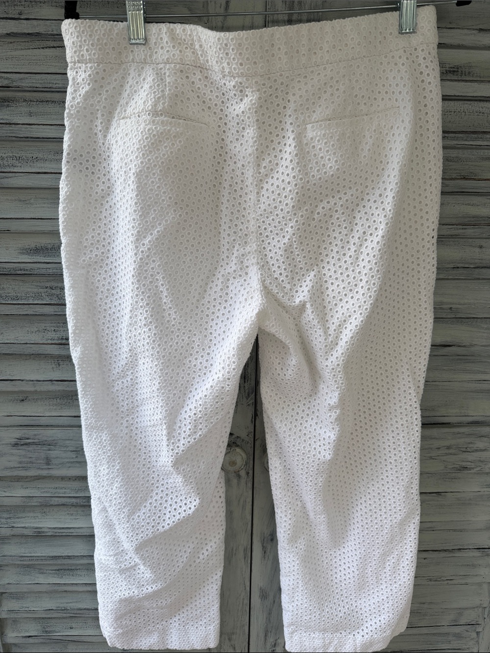 J. Crew White Eyelet Cropped Pants Size 10 - Picture 4 of 6